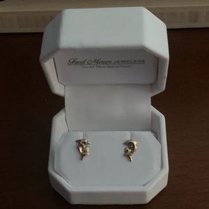 Gold Fred Meyer dolphin earrings!